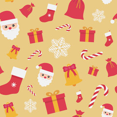 Christmas seamless pattern. Winter holidays background. Vector illustration.