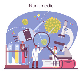 Nanomedic. Scientists work in labarotary on nanotechnology.