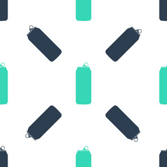 Green Aluminum can icon isolated seamless pattern on white background. Vector.