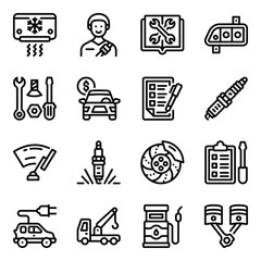 
Car Component Icons in Modern Filled Style 
