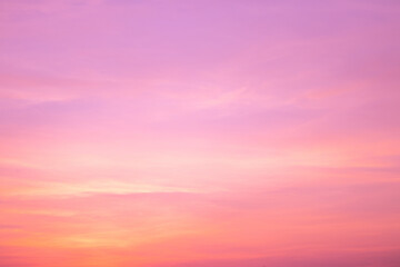 Beautiful twilight pink sky in soft and smooth clouds in the sunset with pastel color background