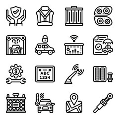 
Car Care and Accessories Icons in Modern Filled Style 
