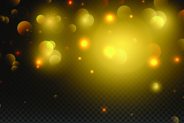 Shining golden stars isolated on black background.
Golden  effect for New Year and Christmas. Vector illustration