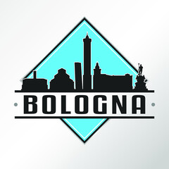 Bologna, Metropolitan City of Bologna, Italy Skyline Logo. Adventure Landscape Design Vector City Illustration. © josepperianes