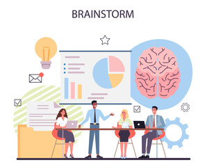 Brainstorm concept. New idea generation in teamwork discussion.