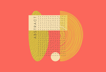 Abstract geometric composition in memphis style. Modern art graphics. Cover design template. Vector illustration for brochure, poster, banner or flyer.