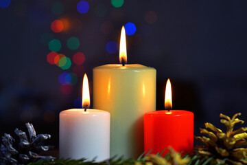 christmas candle and decorations. 