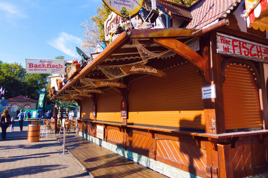 Wooden house at the festival  Oktoberfest: Erfurt, Thuringen, Germany, September25, 2016