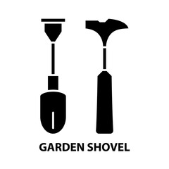 garden shovel icon, black vector sign with editable strokes, concept illustration