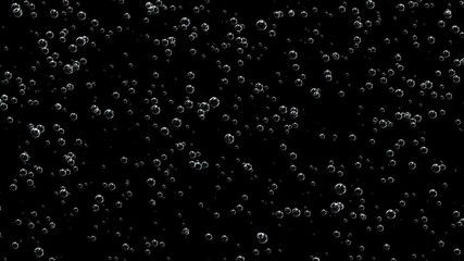 Many bubbles of sparkling water on a black background. - Powered by Adobe