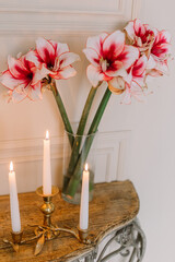 still life with flowers and candles