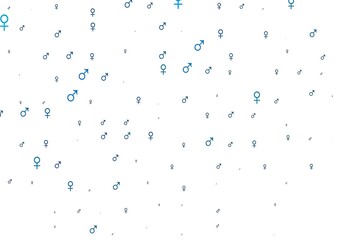 Light blue vector template with man, woman symbols.