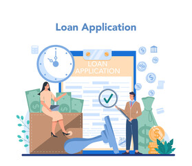 Loan manager concept. Bank employee that work with individual