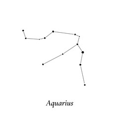 Fototapeta premium Aquarius sign. Stars map of zodiac constellation. Vector illustration