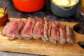 Traditional Brazilian meat for barbecue. Grilled steaks 