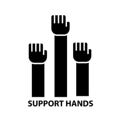 Fototapeta na wymiar support hands icon, black vector sign with editable strokes, concept illustration