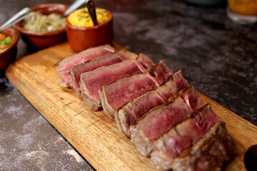 Traditional Brazilian meat for barbecue. Grilled steaks 