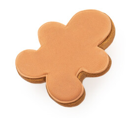 Sweet Gingerbread cookie for Christmas. Gingerbread pastry  Isolated on white background.