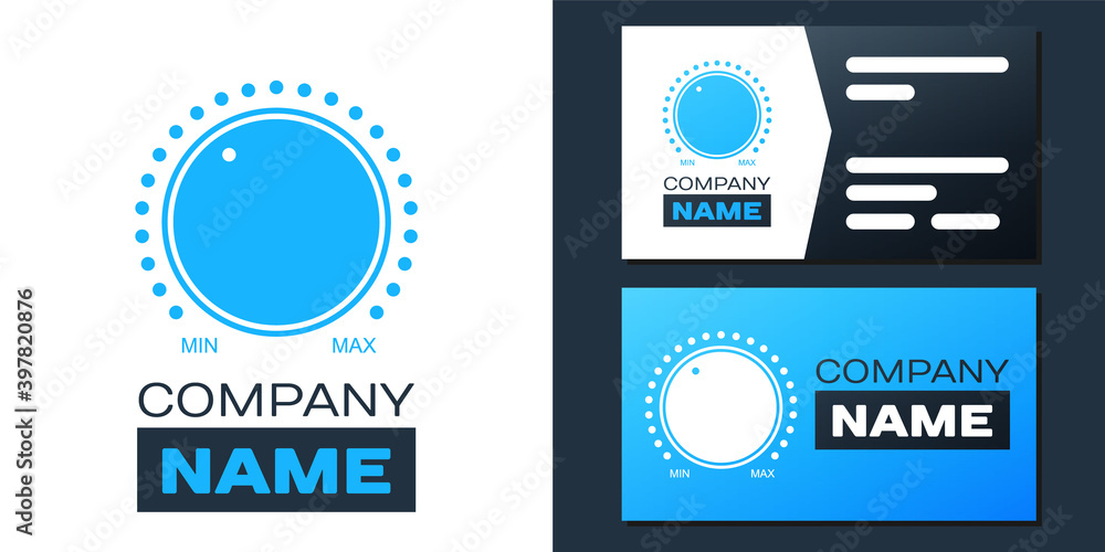 Poster logotype dial knob level technology settings icon isolated on white background. volume button, sound