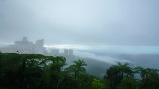 Footage of timelapse fog over the Genting highland.