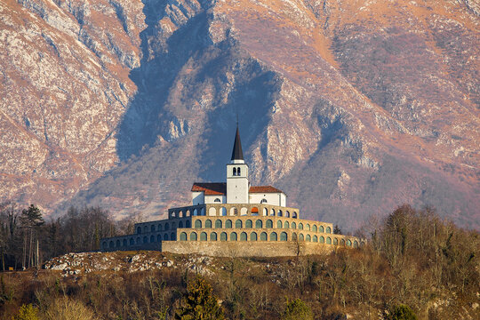 The italian military memorial of 1. world war in Caporetto or Kobaris in Slovenia, Europe