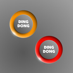 web round button for website or app. Isolated bell sign with border, reflection and shadow on background. Vector eps10.