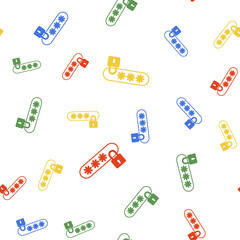 Color Password protection and safety access icon isolated seamless pattern on white background. Lock icon. Security, safety, protection, privacy concept. Vector.