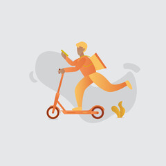 flat design style, Online delivery service concept, online order tracking, delivery home, and office. delivery man with scooter.  Vector illustration