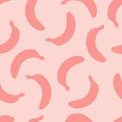 Seamless pattern with bananas. Vector illustration. Pink bananas on a pink background. For textiles and printing.