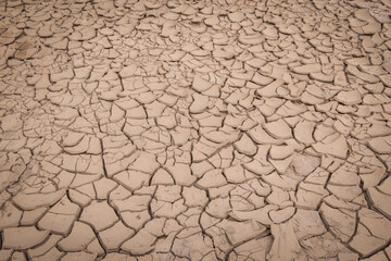 The dry and cracked ground Caused by global warming.