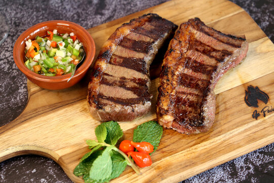Traditional Brazilian meat for barbecue. Grilled steaks 