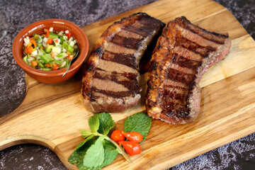 Traditional Brazilian meat for barbecue. Grilled steaks 