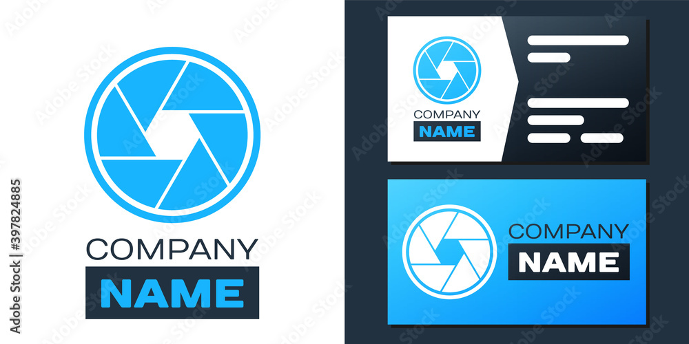 Poster logotype camera shutter icon isolated on white background. logo design template element. vector.