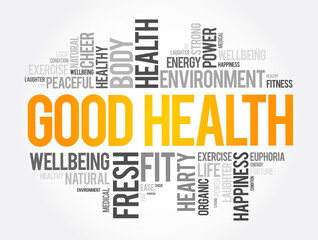 Good Health word cloud collage, health concept background