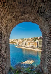 Poster Naples, Italy - both historical districts in Naples, Chiaia and Pallonetto display a wonderful architecture. Here the waterfront seen from Castel dell'Ovo © SirioCarnevalino