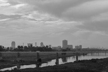 Los Angeles River Flowing Through Long Beach CA