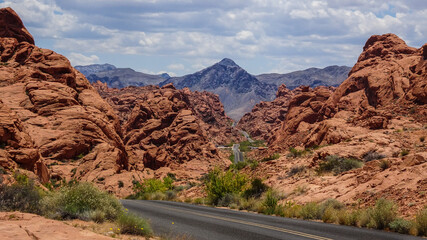 Fototapeta premium Valley of Fire epic road moody hill road desert 