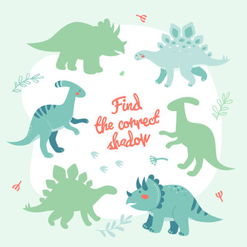 Learning game with dinosaurs - flat design style poster