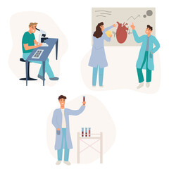 Scientists working in laboratory