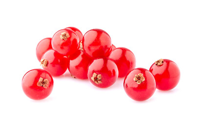 Red currant berries isolated on White Background closeup.