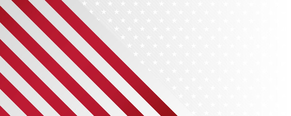 American flag ribbon abstract color background vector in red white color