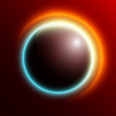Round sphere button reflected light website app. Isolated bell glow circle button background