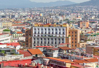 Obraz premium Naples, Italy - heavily bombed during World War II, Naples has seen a savage urbanization in the 60s. Here in particular the wild and colorful skyline 