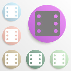 Dices badge color set. Simple glyph, flat vector of web icons for ui and ux, website or mobile application