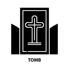 tomb icon, black vector sign with editable strokes, concept illustration