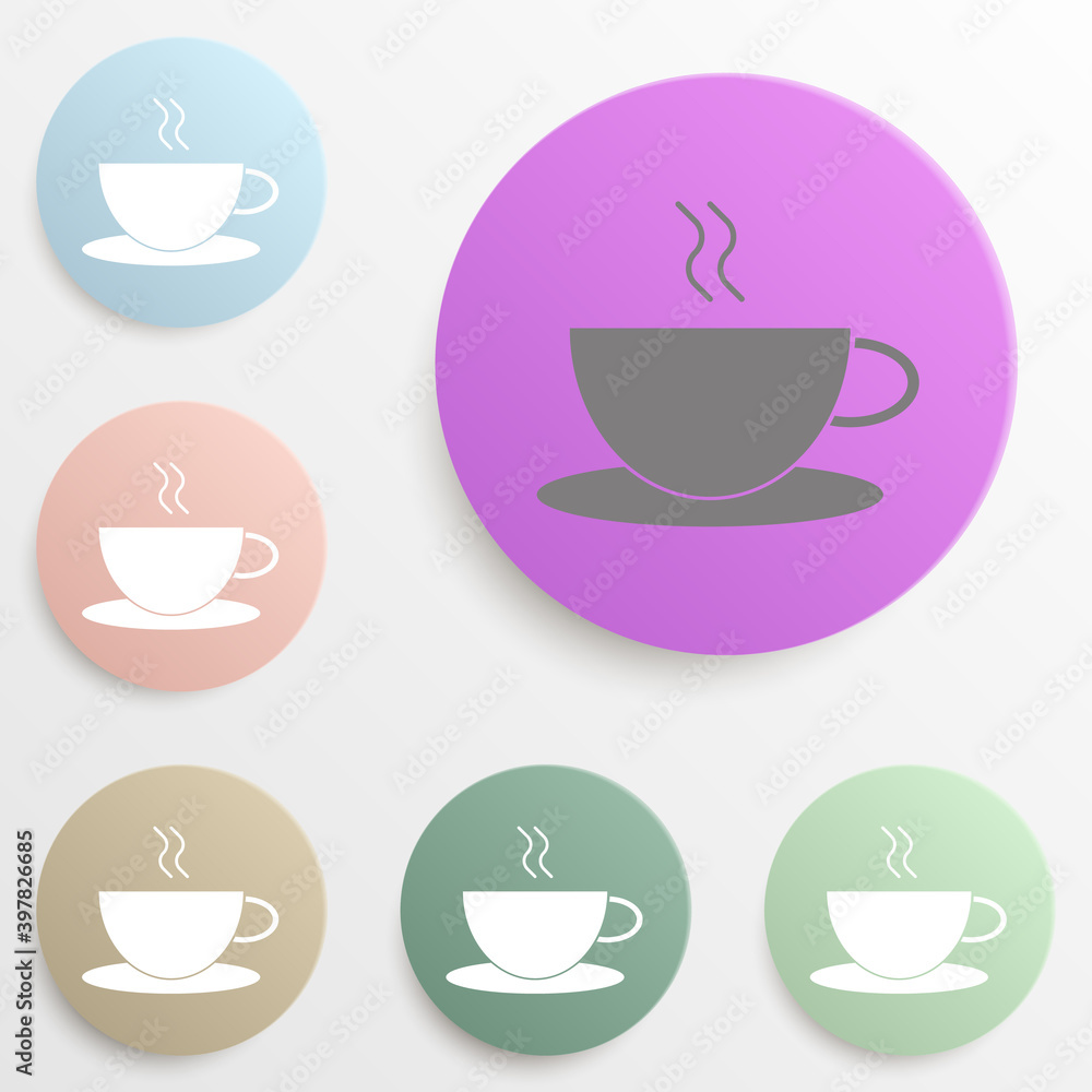 Poster coffee cup badge color set. simple glyph, flat vector of web icons for ui and ux, website or mobile 