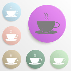 Coffee cup badge color set. Simple glyph, flat vector of web icons for ui and ux, website or mobile application
