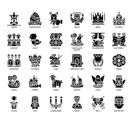 Set of easter thin line and pixel perfect icons for any web and app project.