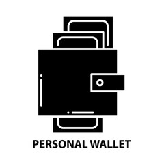 personal wallet sign icon, black vector sign with editable strokes, concept illustration