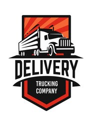 Truck logo template with text delivery